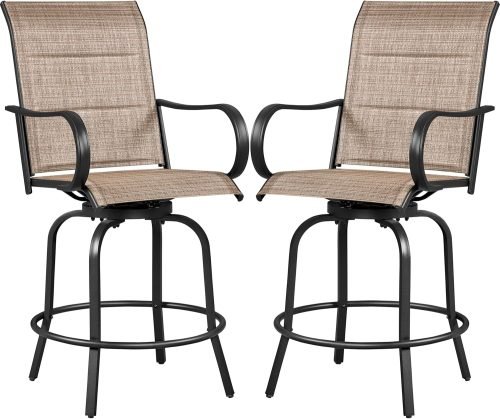 91SzIvdNczL._AC_SL1500_.jpg 2 Piece Patio Swivel Bar Stools Texteline Bistro Chairs with High Back